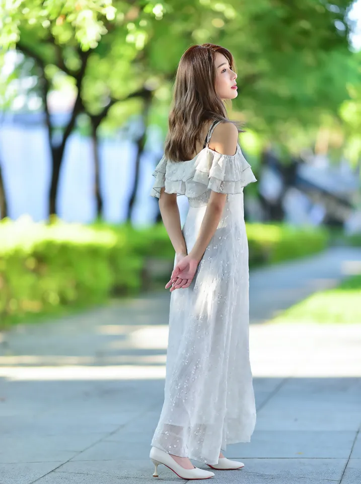 [Mzsock] NO.200 vivi Cao Yuanyuan suspender high-slit long skirt with high heels and beautiful legs street photography#[105P]-74